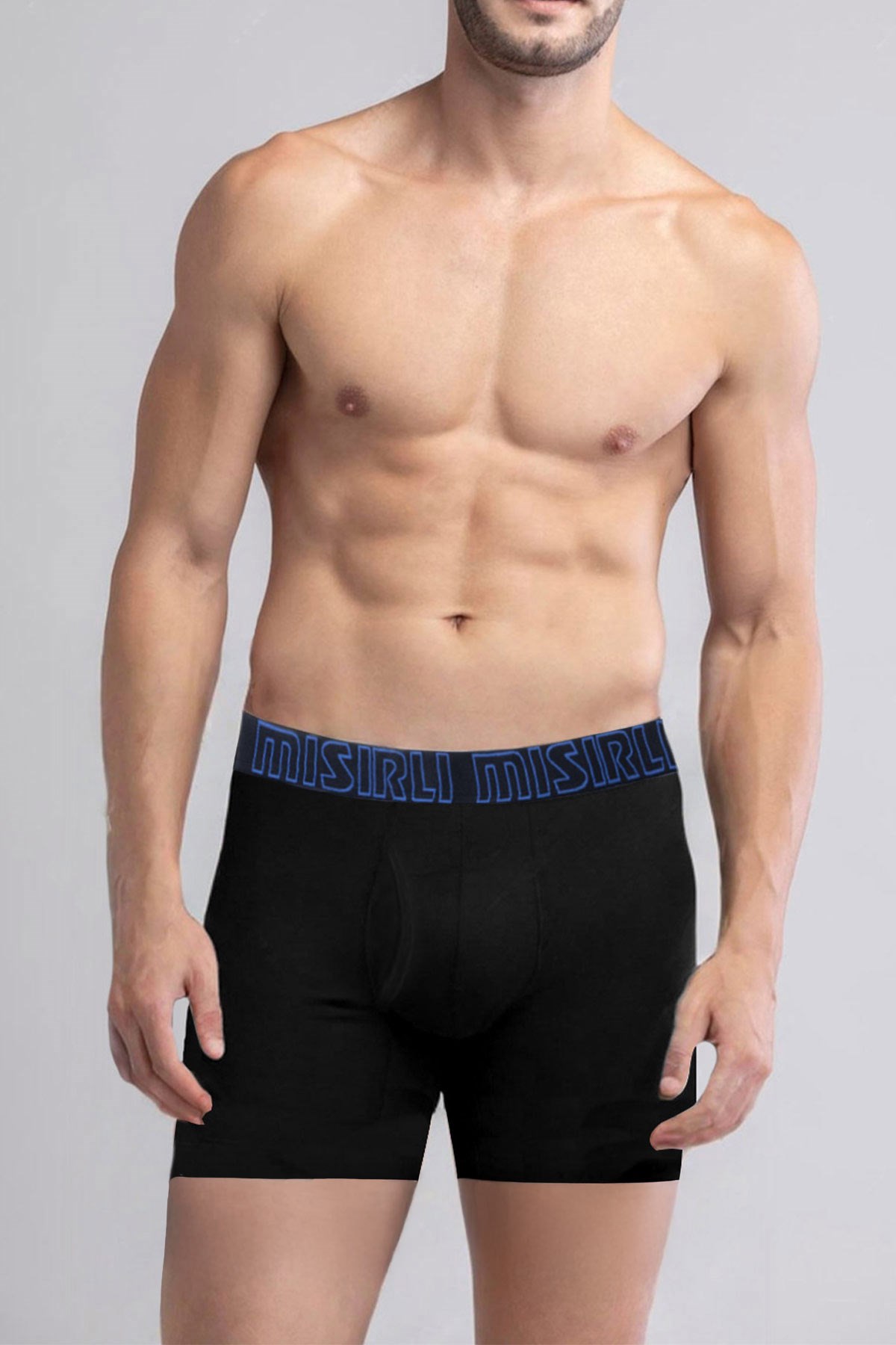 Mısırlı SPARTACUS PERFORMANCE Pamuklu Long Boxer Mavi Lastikli Siyah