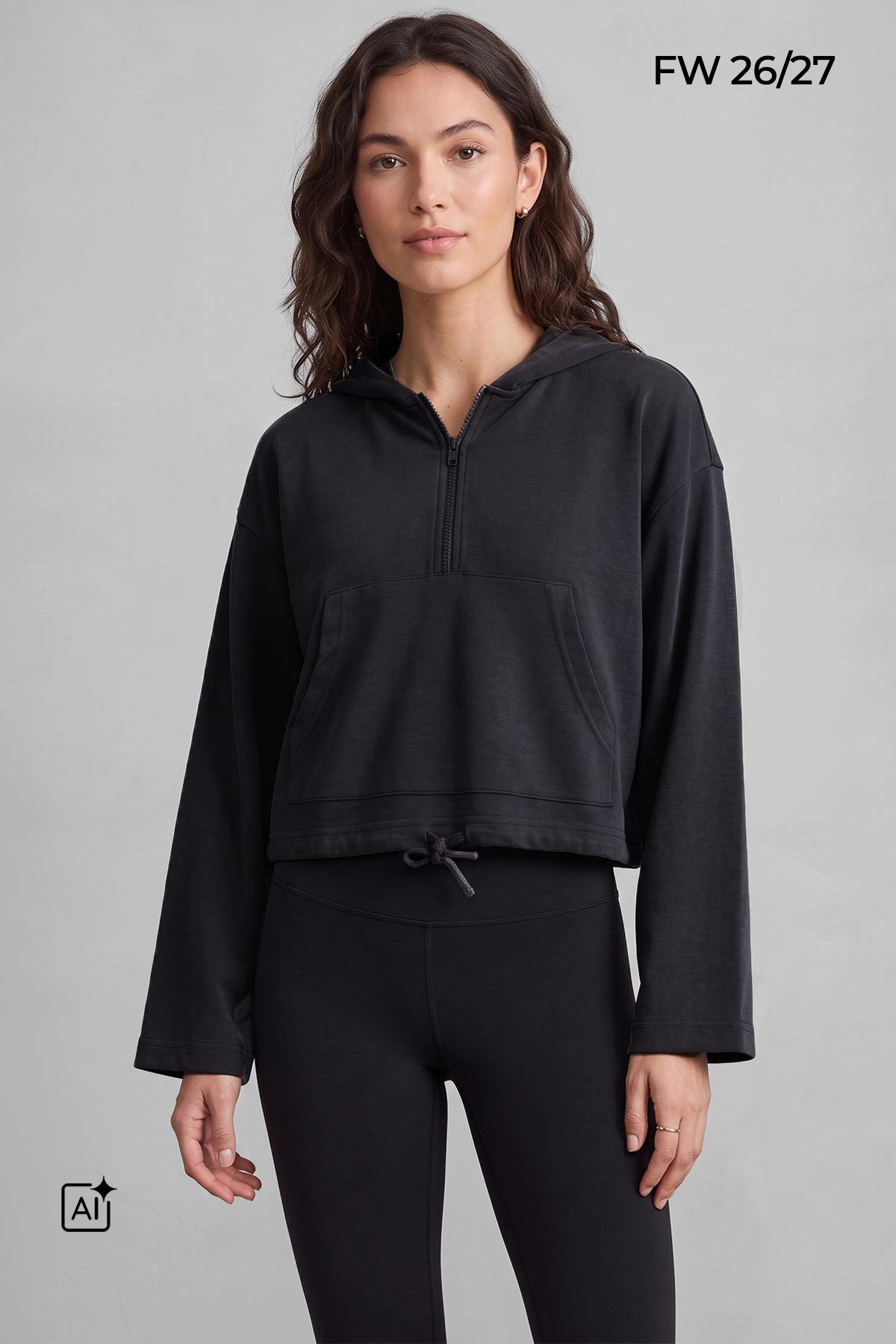 Mısırlı Yarım Kanguru Cep Kapüşonlu Sweatshirt Antrasit