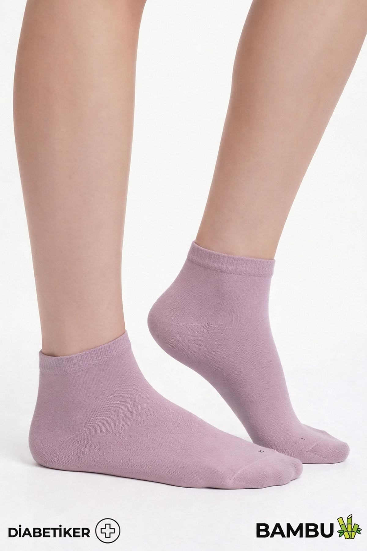 Unisex Bambu Diyabetik Sneaker Çorap Lavender