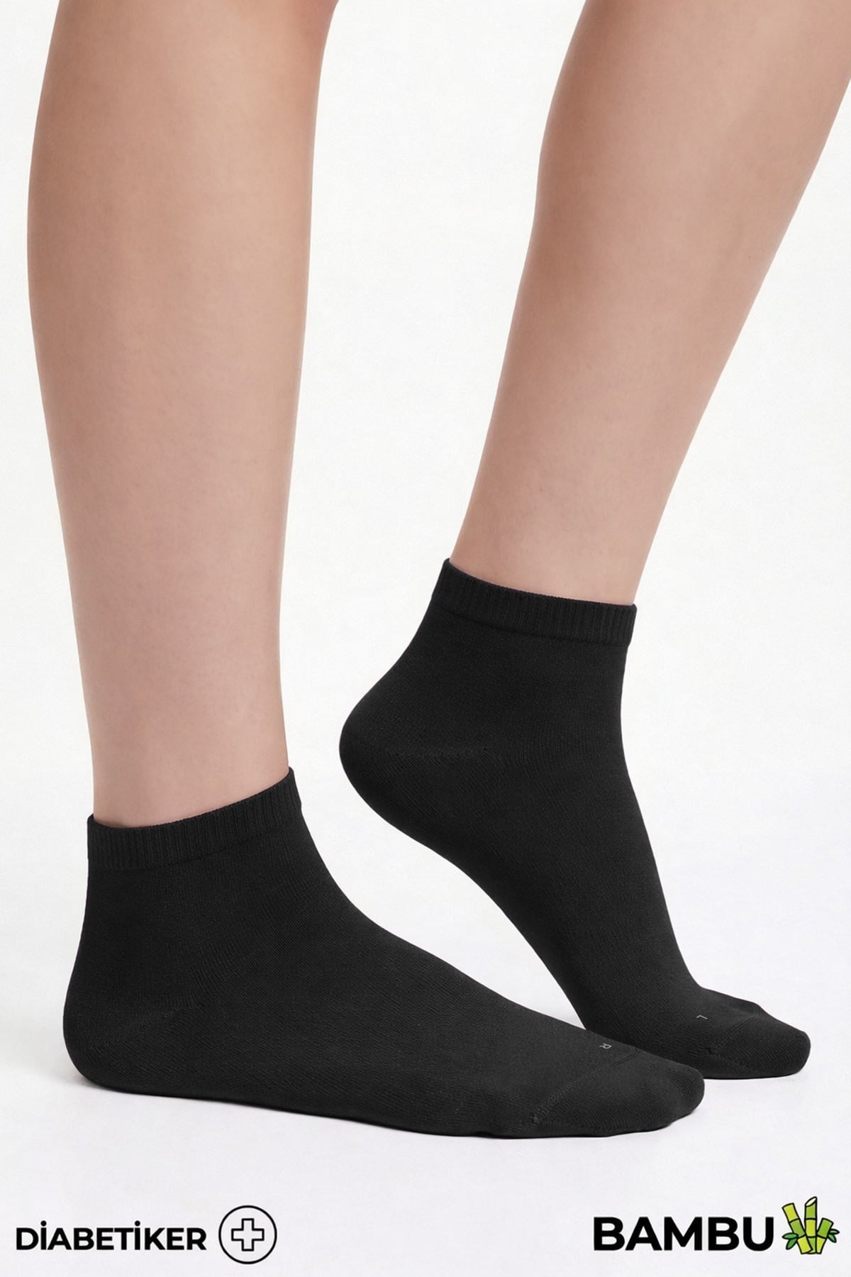 Unisex Bambu Diyabetik Sneaker Çorap Siyah