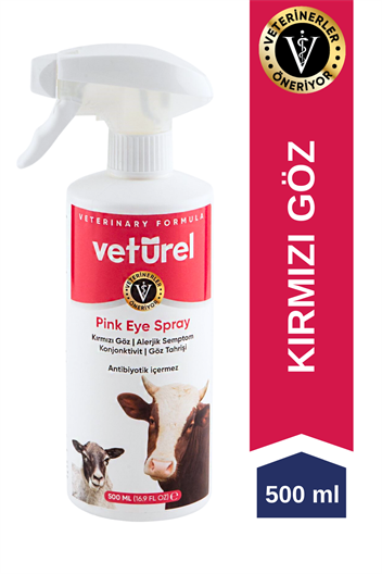 VeturelGöz Kulak ve Ağız Bakımı ÜrünleriVeturel Pink Eye Göz Bakım Spreyi 500ml İnek Koyun Çiftlik Göz Kızarıklığı Kırmızı Göz Damlası
