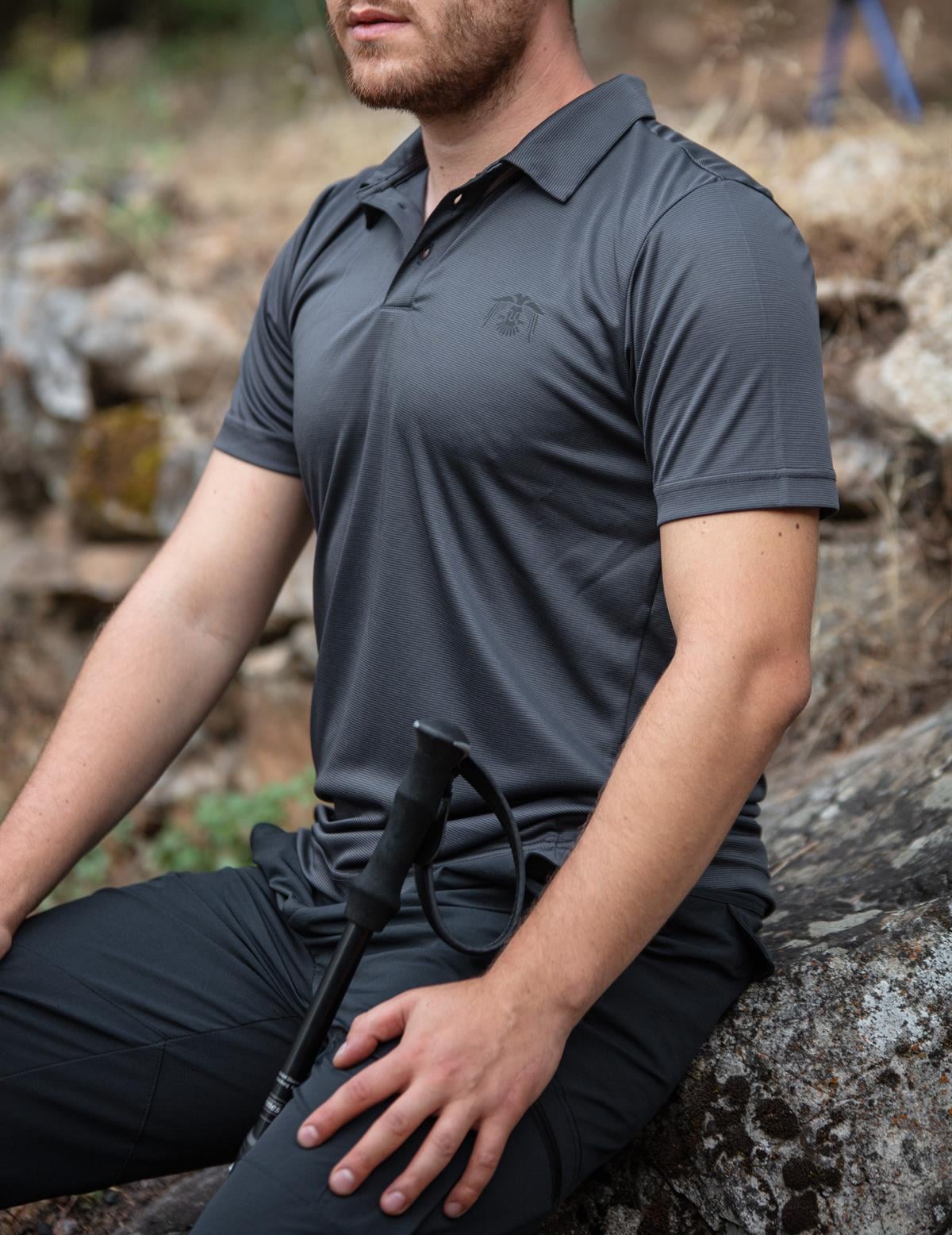 hugluoutdoorHuglu Outdoor Polo Yaka Gri T-Shirt