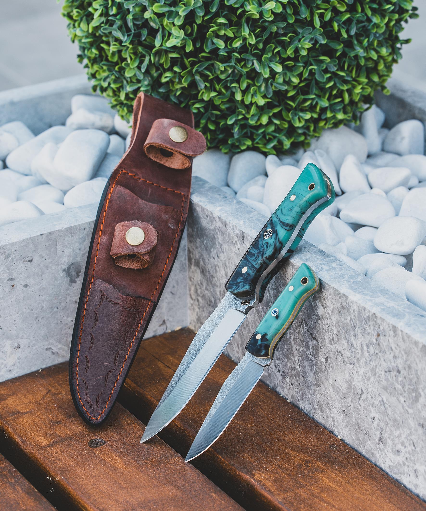 hugluoutdoorBaba Oğul Bıçak + Çakı Seti Çift renk Kabzalı