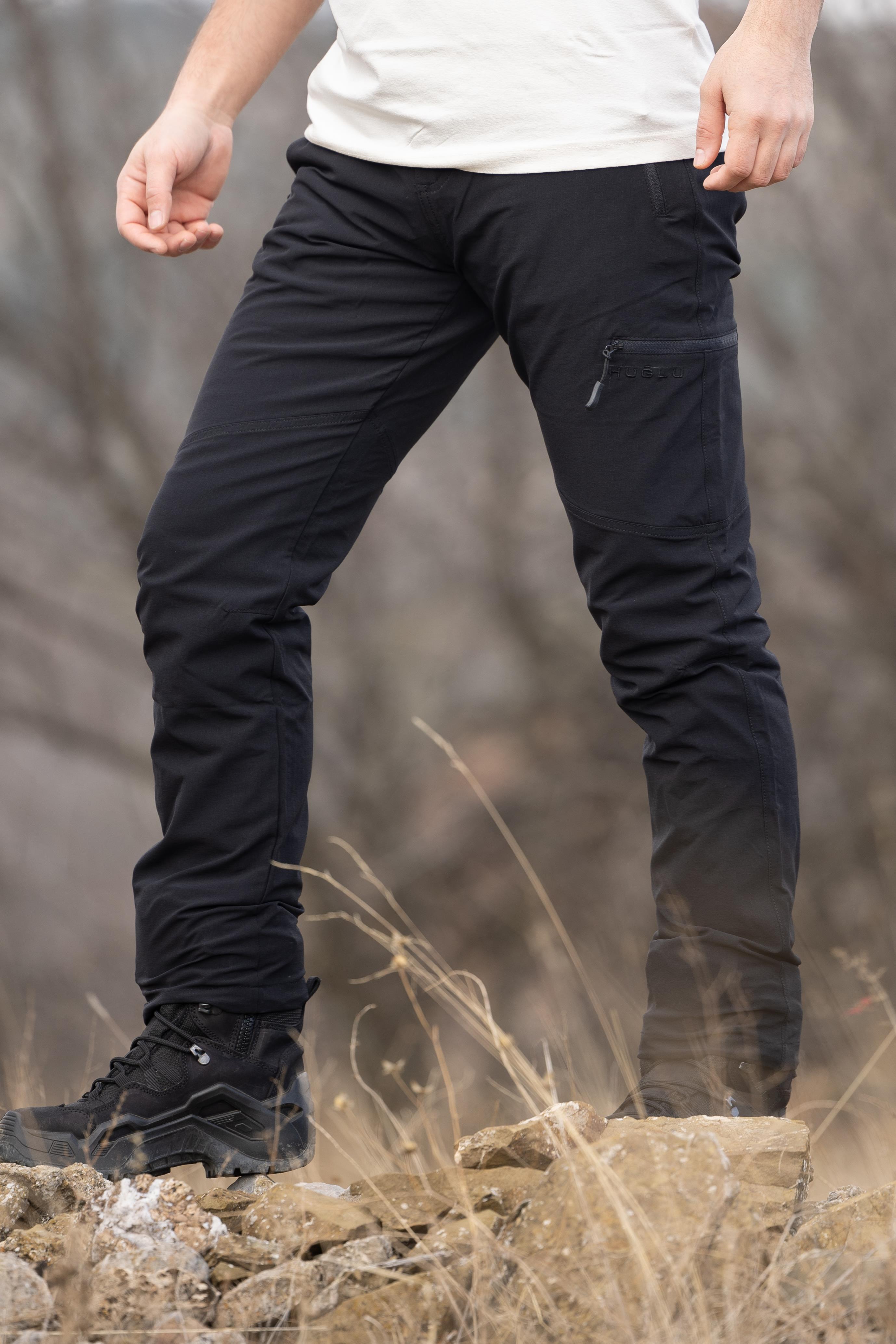 hugluoutdoorSiyah Esnek Trekking Pantolon