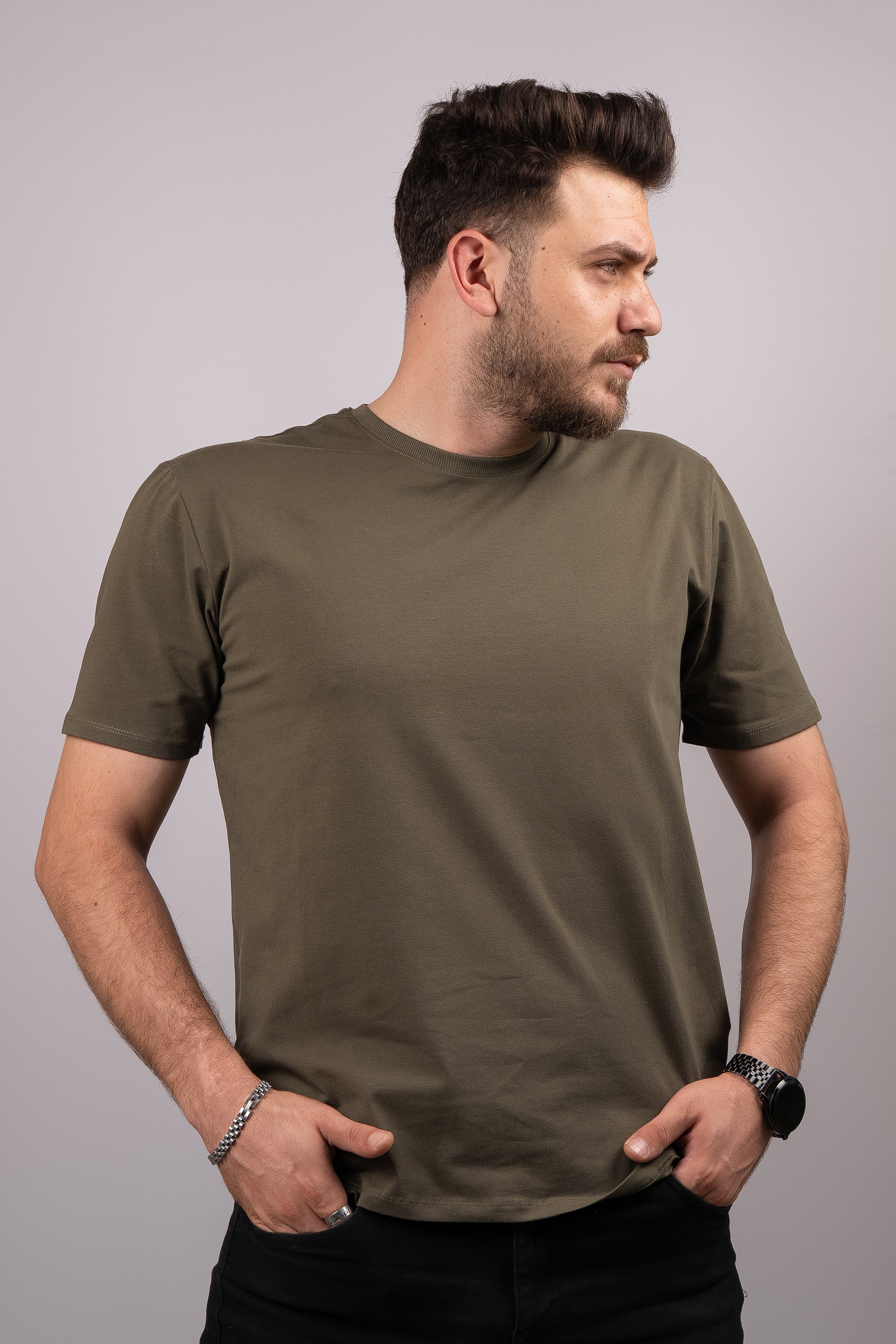 Huğlu Outdoor Haki Basic T-Shirt