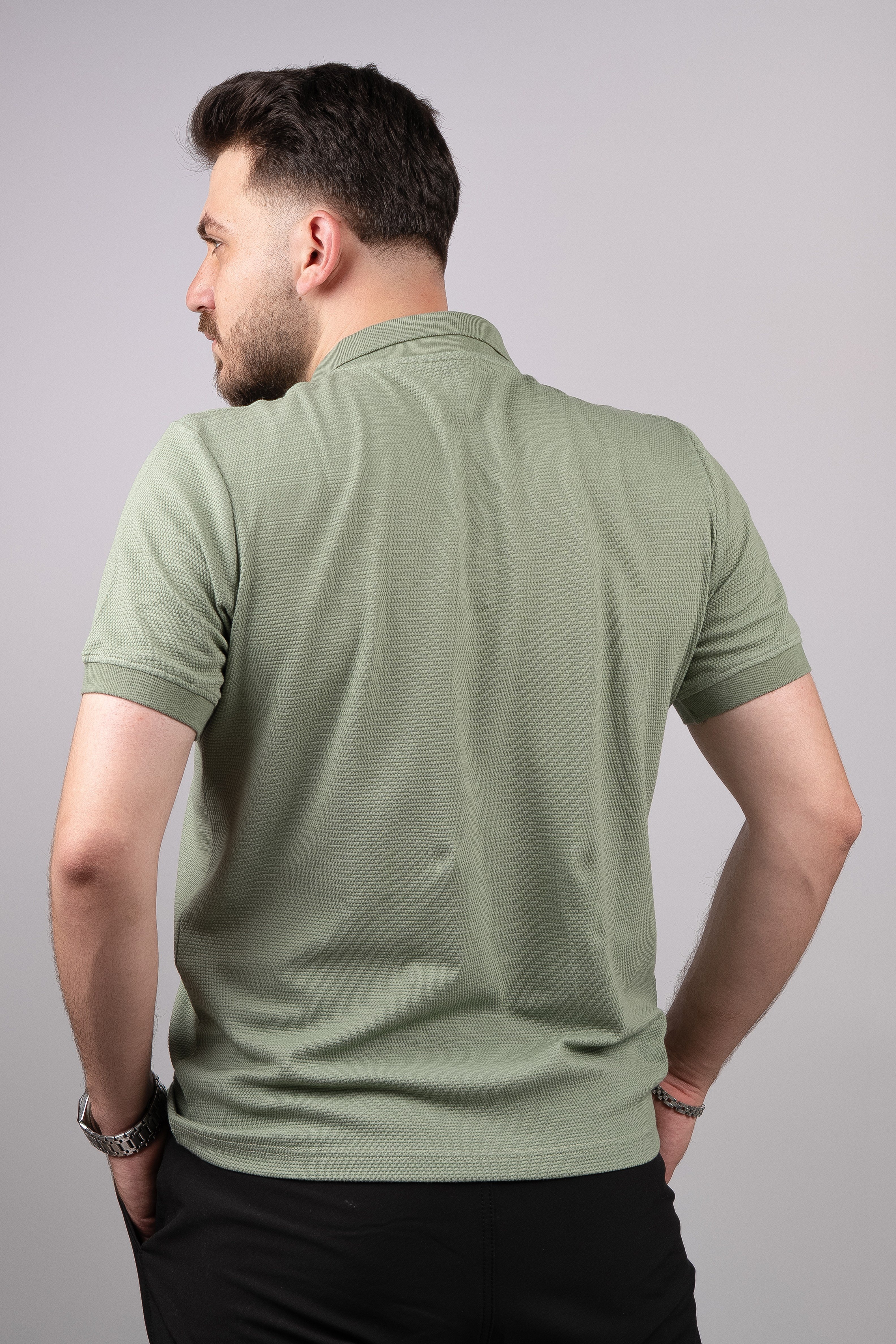 Huğlu Outdoor Çağla Yeşili Petek Desen Polo Yaka T-Shirt 