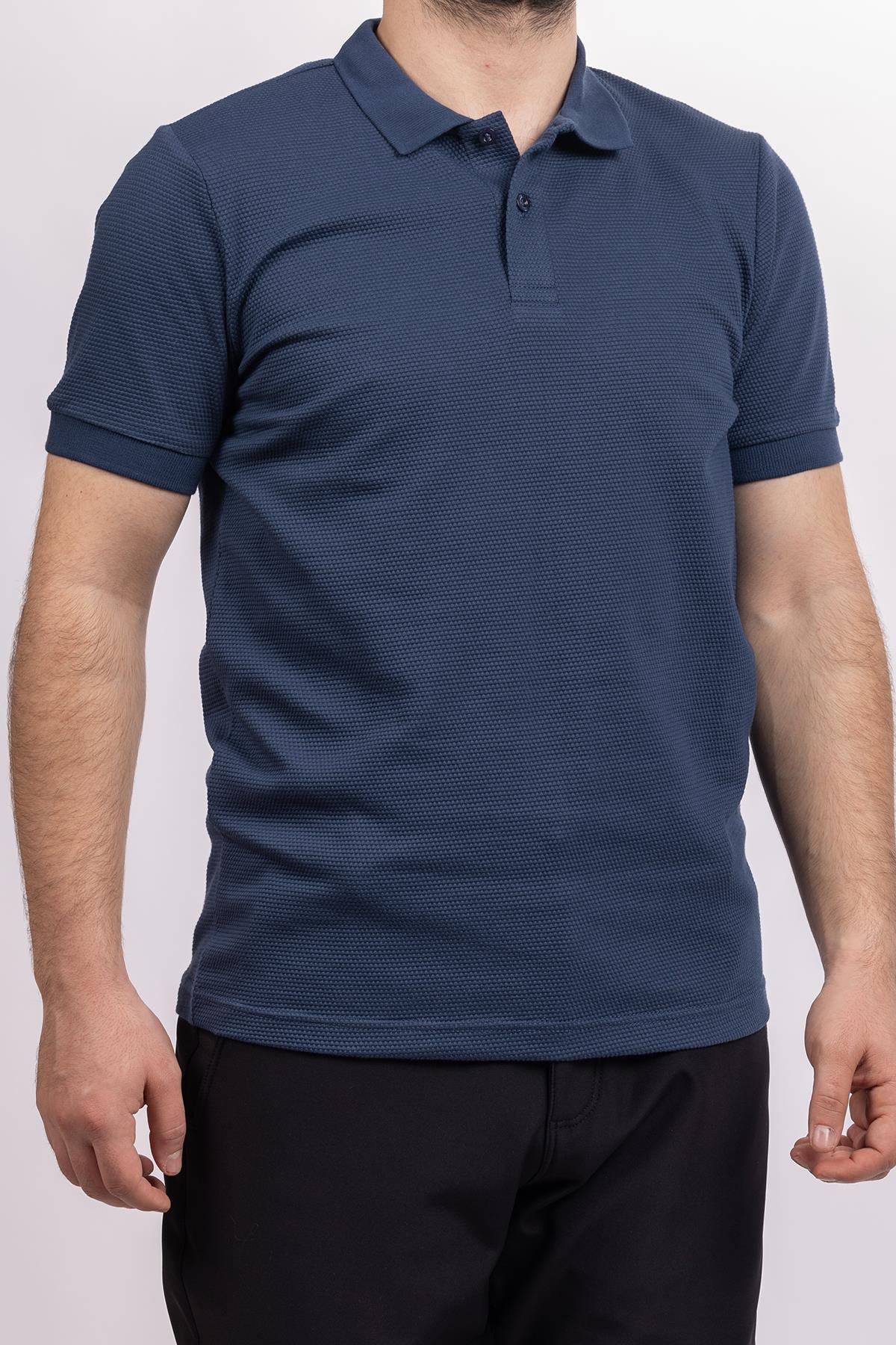 hugluoutdoorLacivert Petek Desen Polo Yaka T-Shirt 