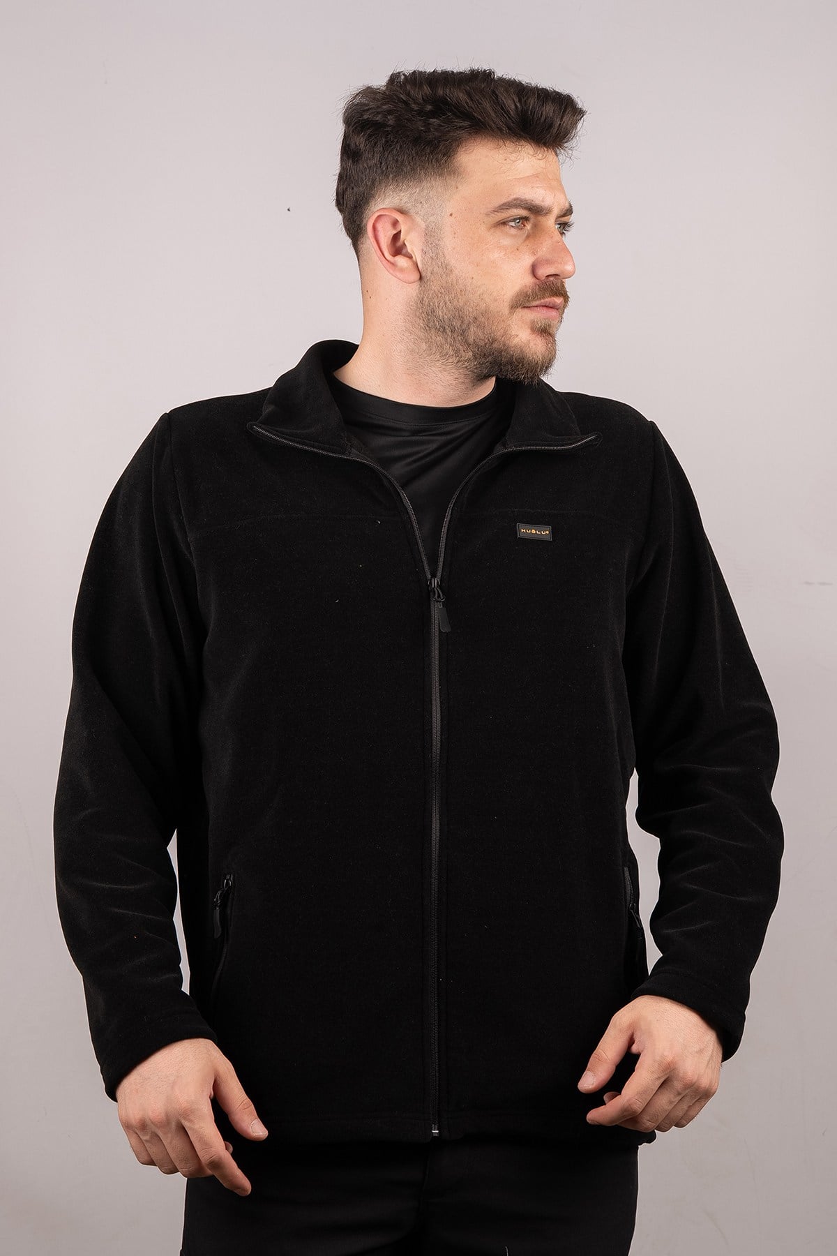 Huğlu Outdoor Tam Fermuarlı Polar Hırka Siyah