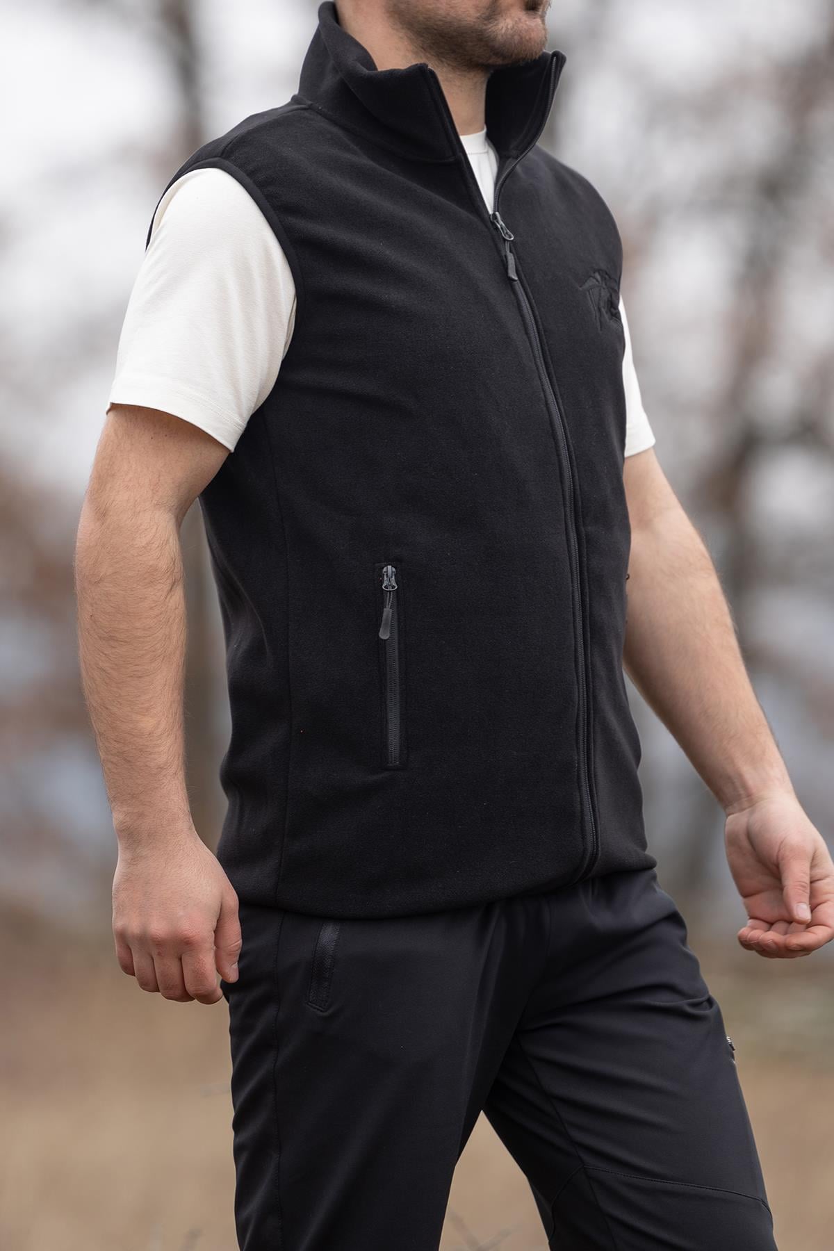 hugluoutdoorSiyah Polar Yelek Kartal Nakışlı 