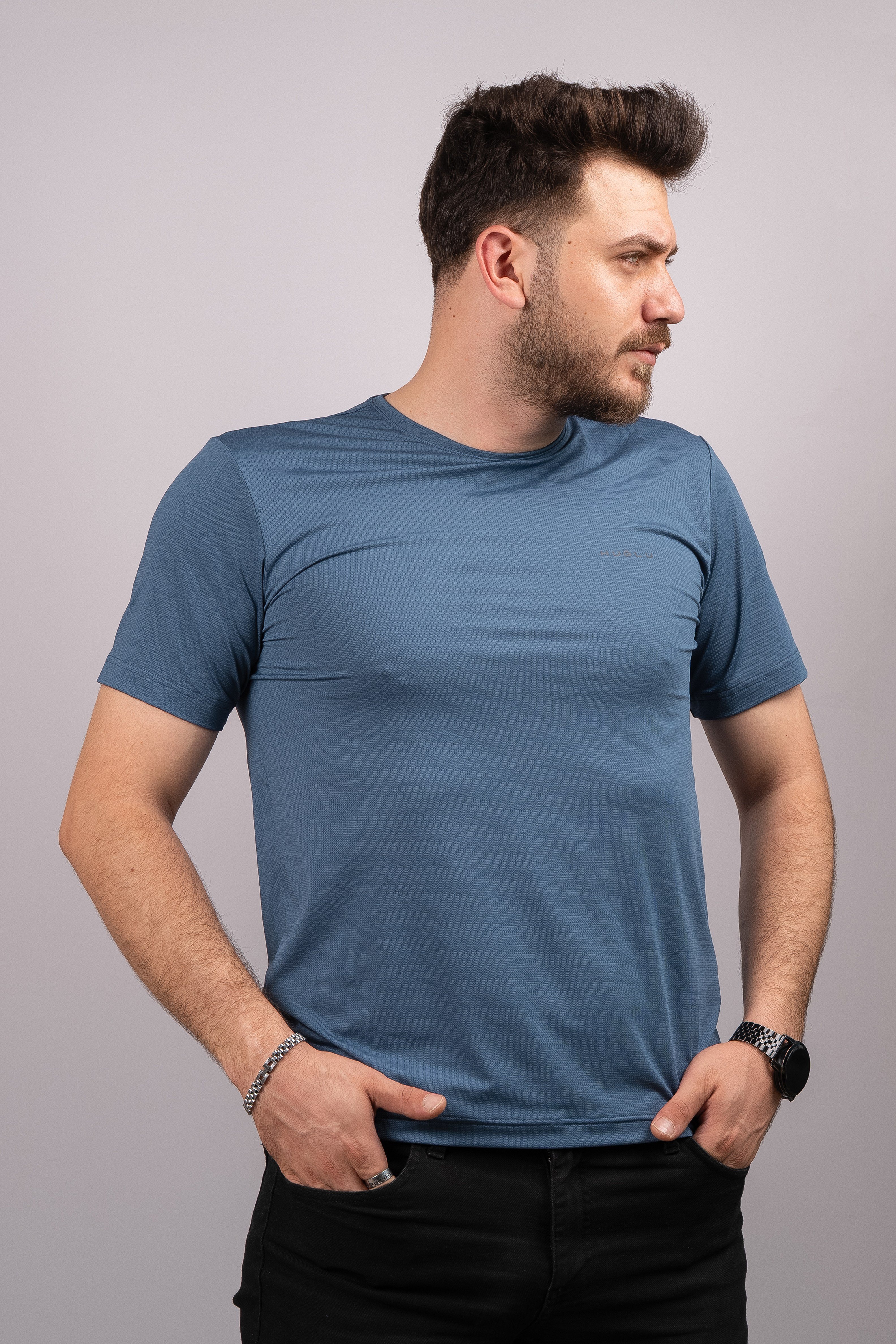 Huğlu Outdoor Suprem T-Shirt Mavi Sıfır Yaka