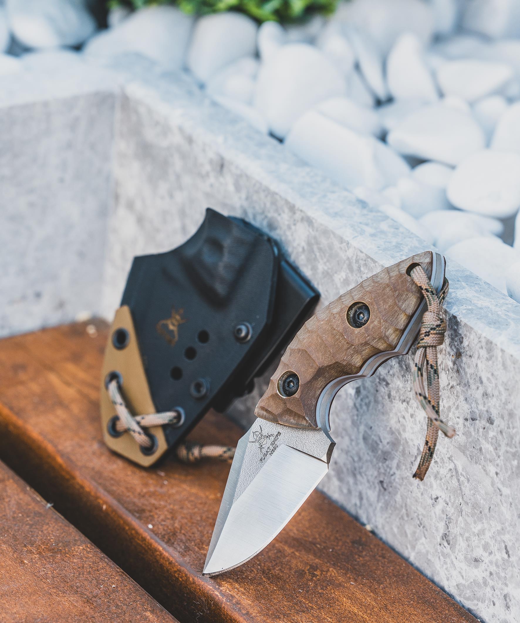 hugluoutdoorÇelik Damascus Mini Ahşap Kabzalı Bıçak