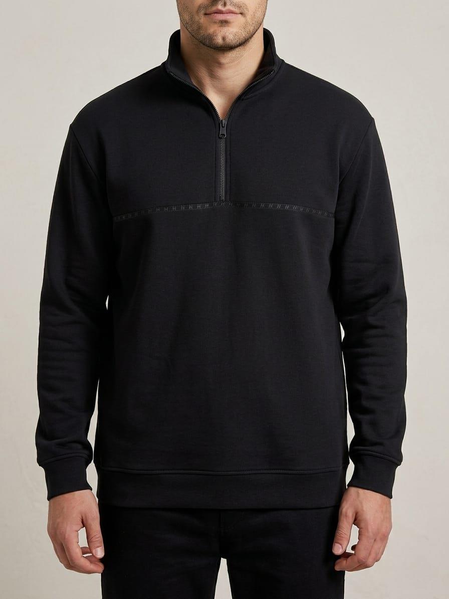 Huğlu OutdoorSİYAH DİK YAKA İNTERLOK SWEATSHİRT