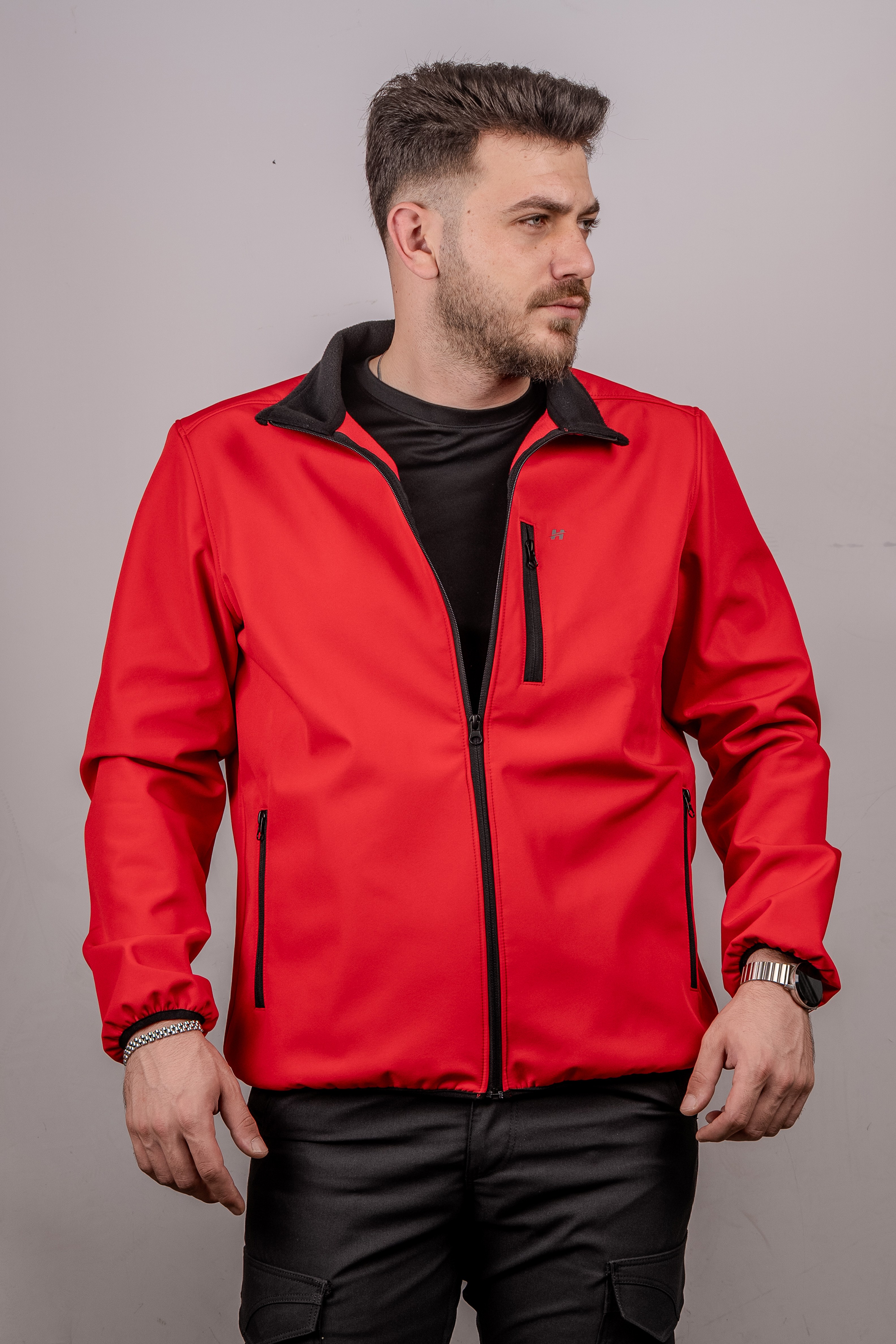 Huğlu Outdoor Kırmızı Softshell Dik Yaka Mont
