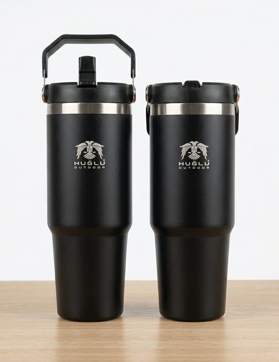 Huğlu OutdoorHUĞLU ÇELİK TERMOS 900 ML PİPETLİ SİYAH