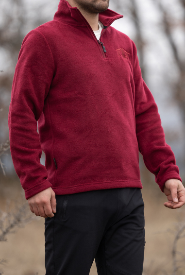 hugluoutdoorBordo Polar Sweatshirt Kartal Nakışlı 