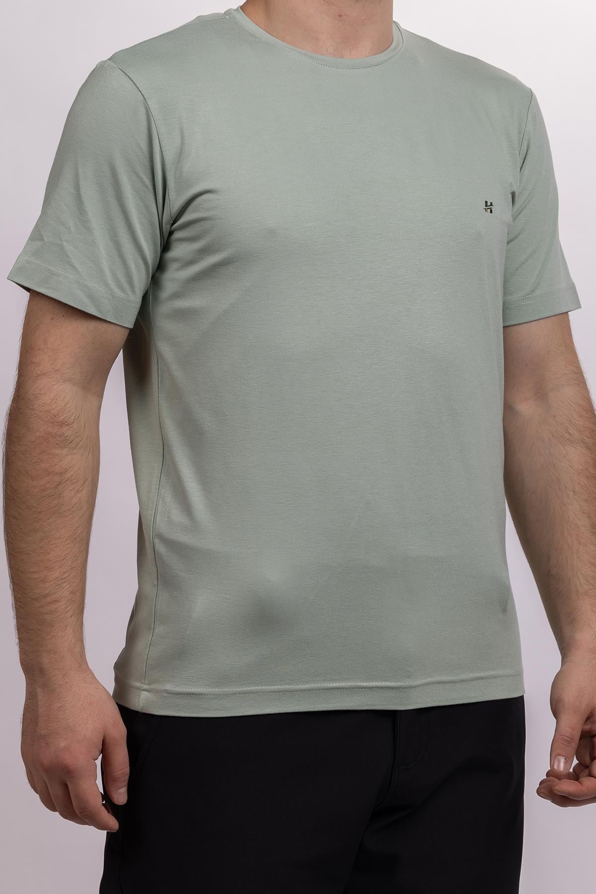 hugluoutdoorSu Yeşili Viskon Basic T-shirt