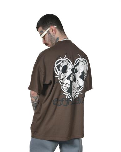 Barbed Wire Skeleton Sırt Baskılı Tshirt