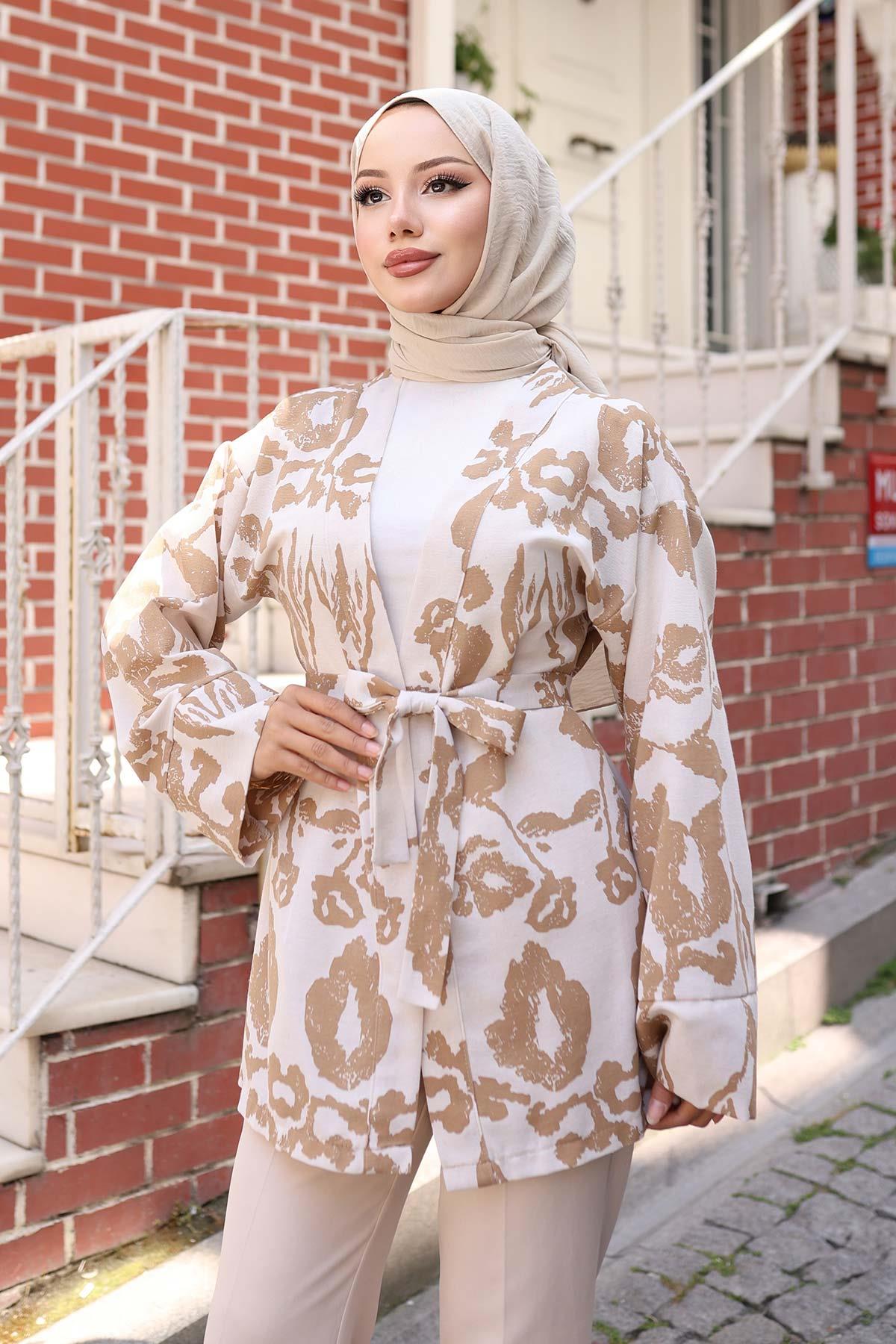 Etnik Desen Kimono Camel