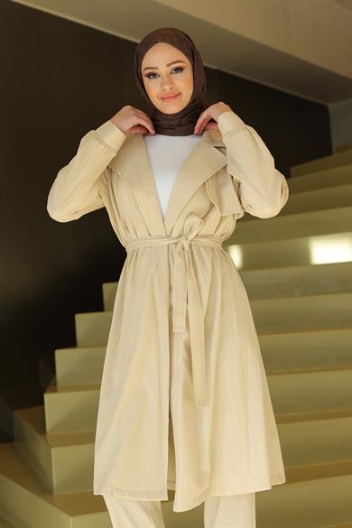 Ay Parça Detaylı Takım Bej