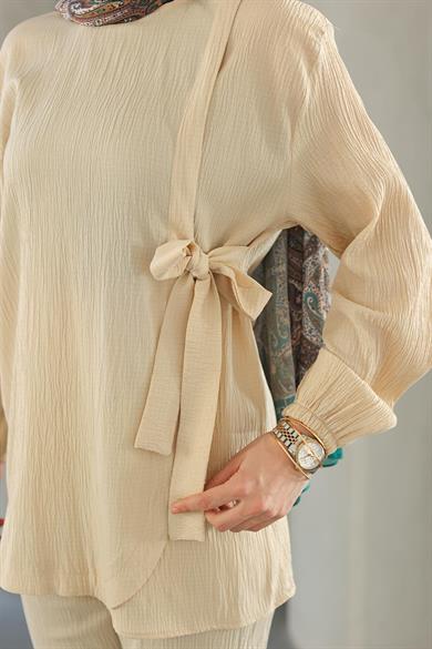 Bağlama Detaylı Takım Bej