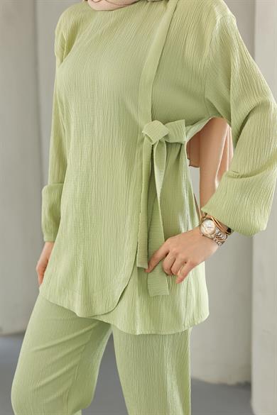 Bağlama Detaylı Takım Mint Yeşili