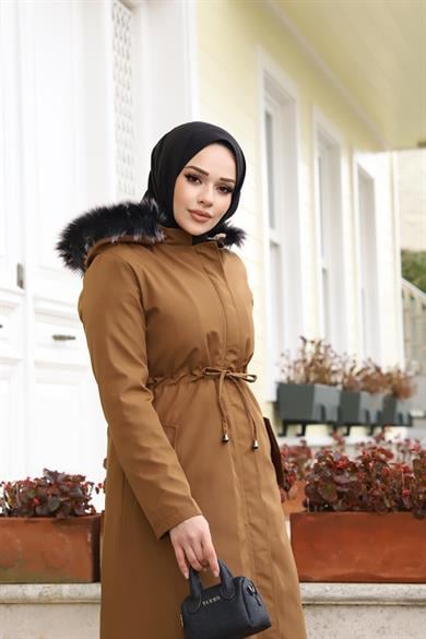 Gizli Patlı Tesettür Camel Mont