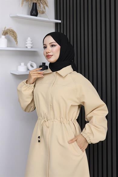 Gizli Patlı Trençkot  Bej 4430