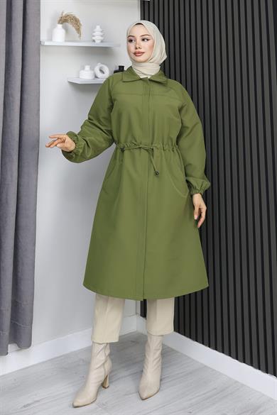 Gizli Patlı  Trençkot  Haki 4430