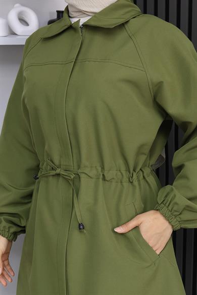 Gizli Patlı  Trençkot  Haki 4430