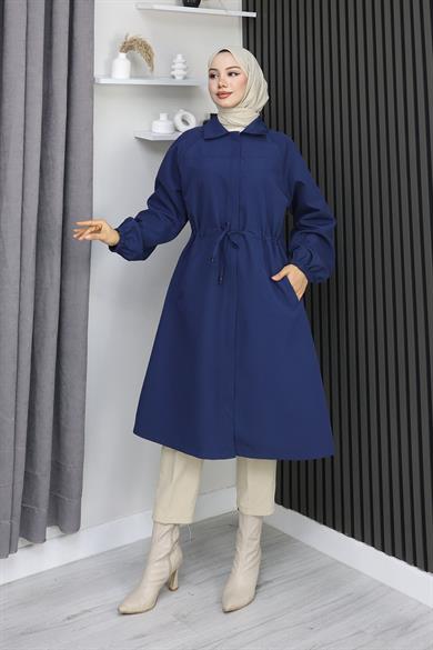 Gizli Patlı Trençkot  İndigo 4430