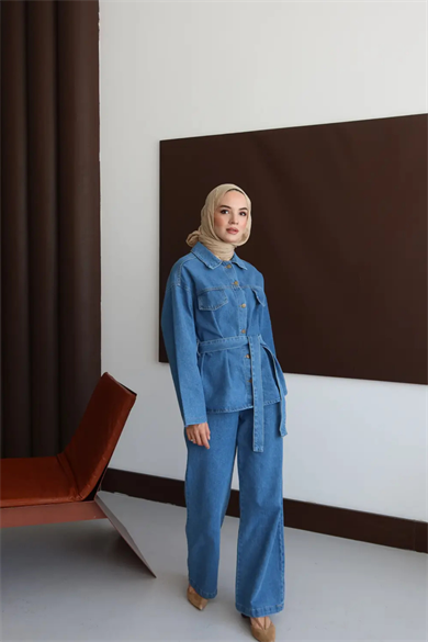 Premium Kot Takım Açık Mavi