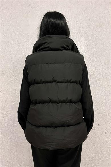 Taba Astarlı Siyah Şişme Yelek