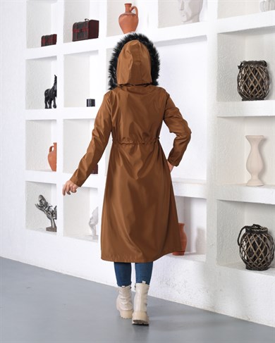 Tünel Detaylı Tesettür Camel Mont 