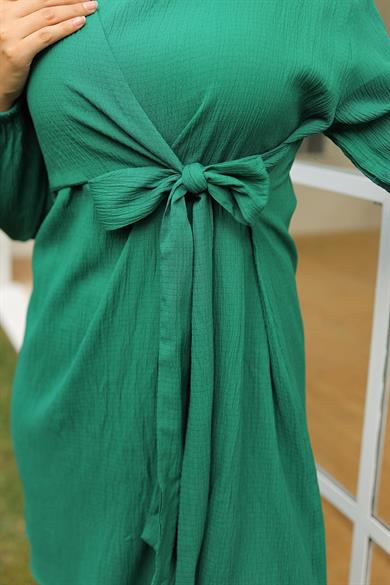 Yandan Bağlamalı Tesettür Yeşil Takım 