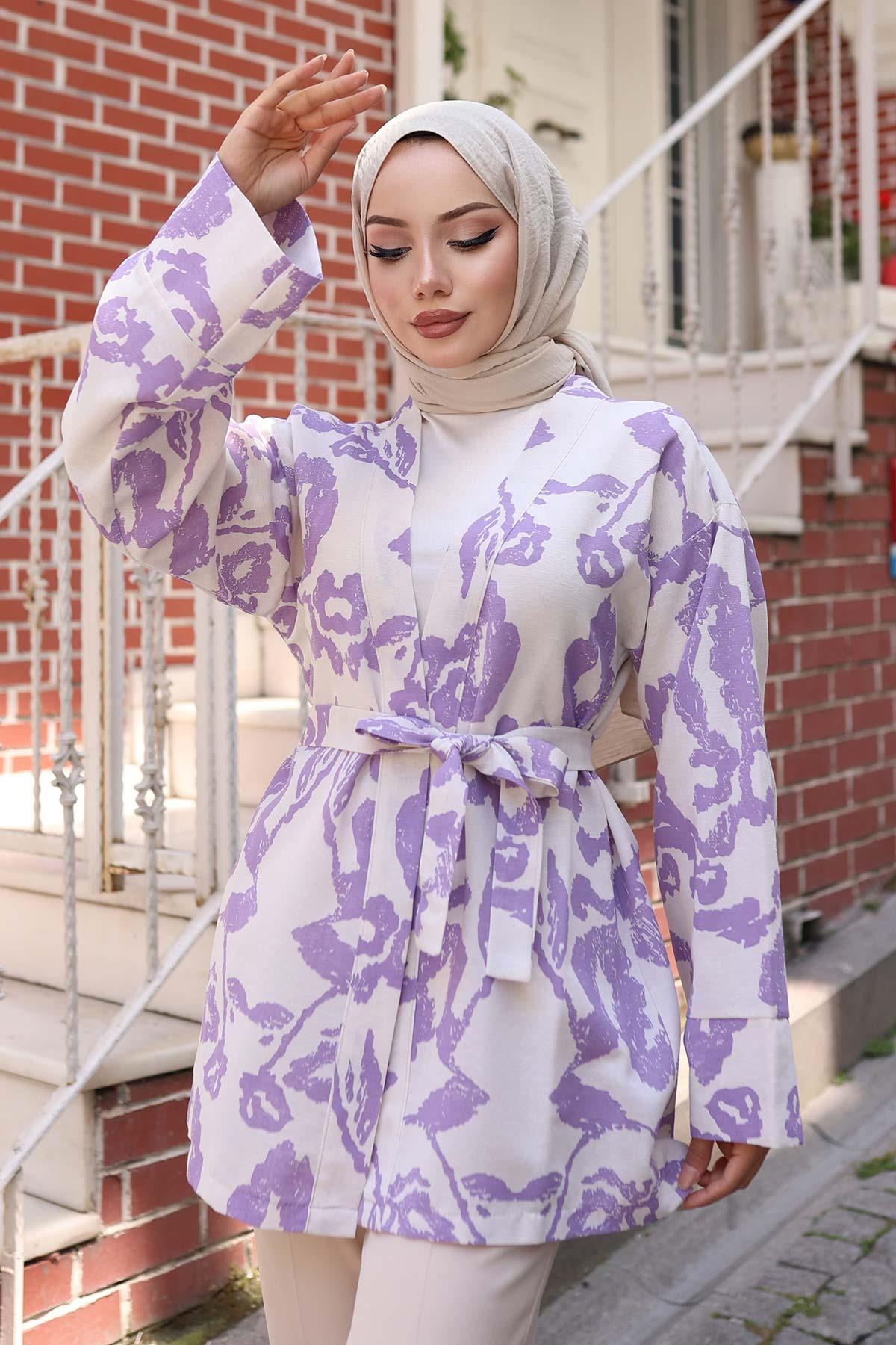 Etnik Desen Kimono Lila