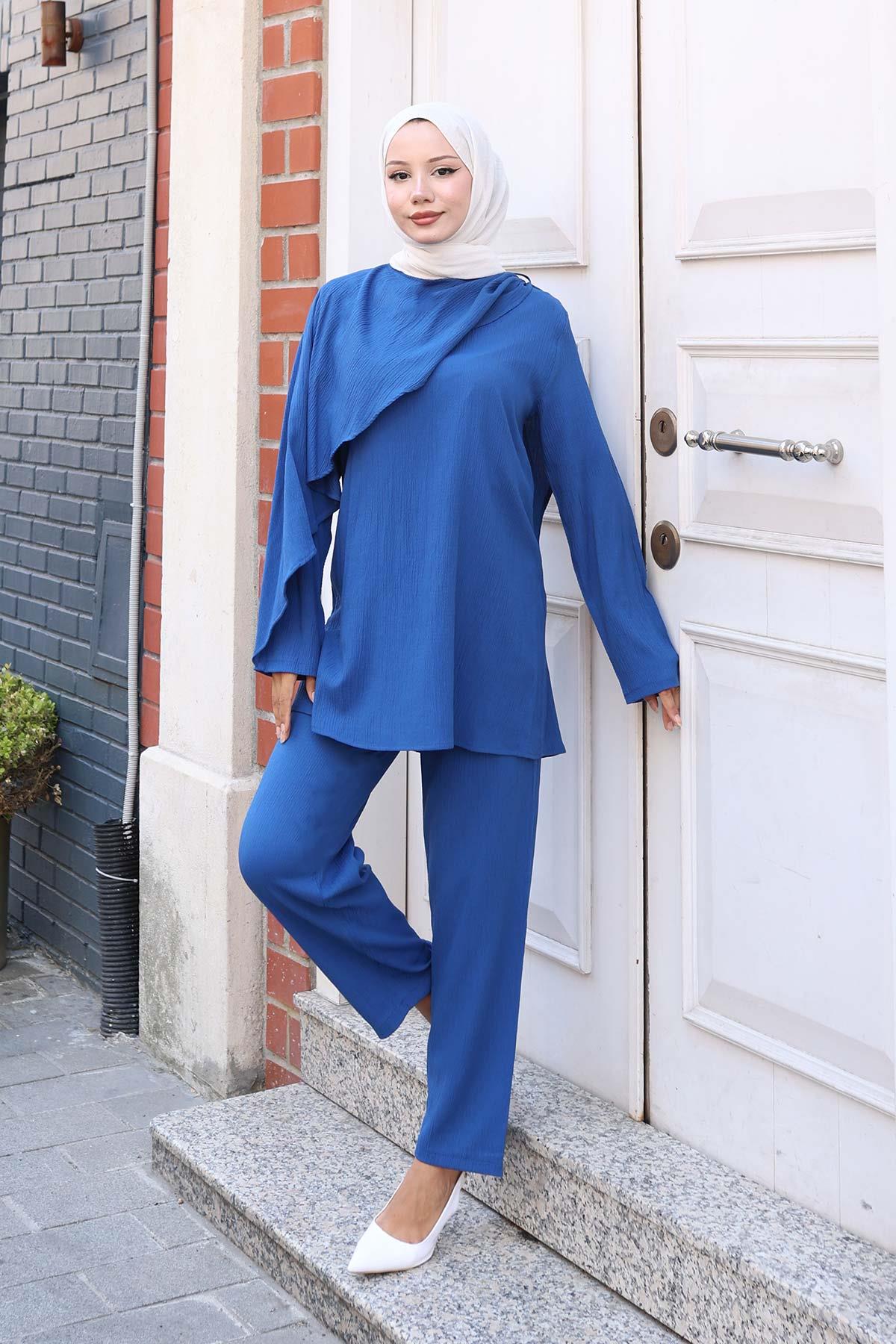 Pelerin Detaylı Takım İndigo