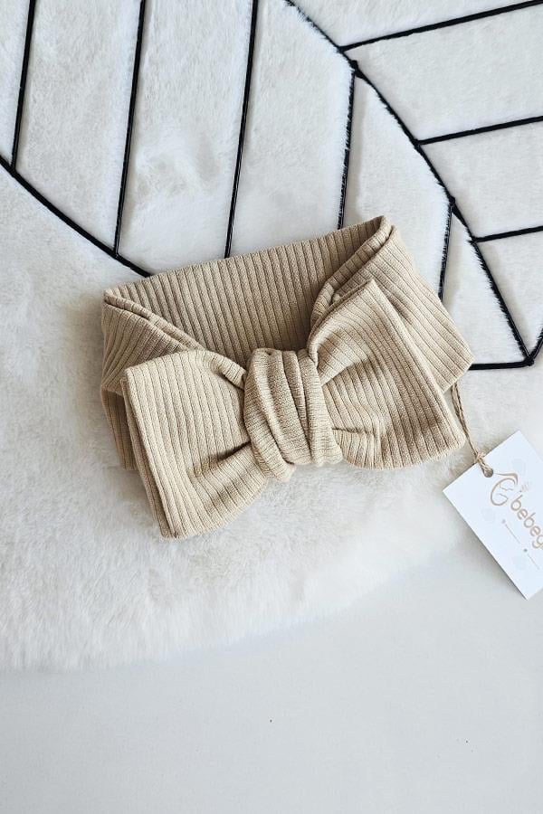 Açık Camel Renkli Fitilli XXL Fiyonk Bandana