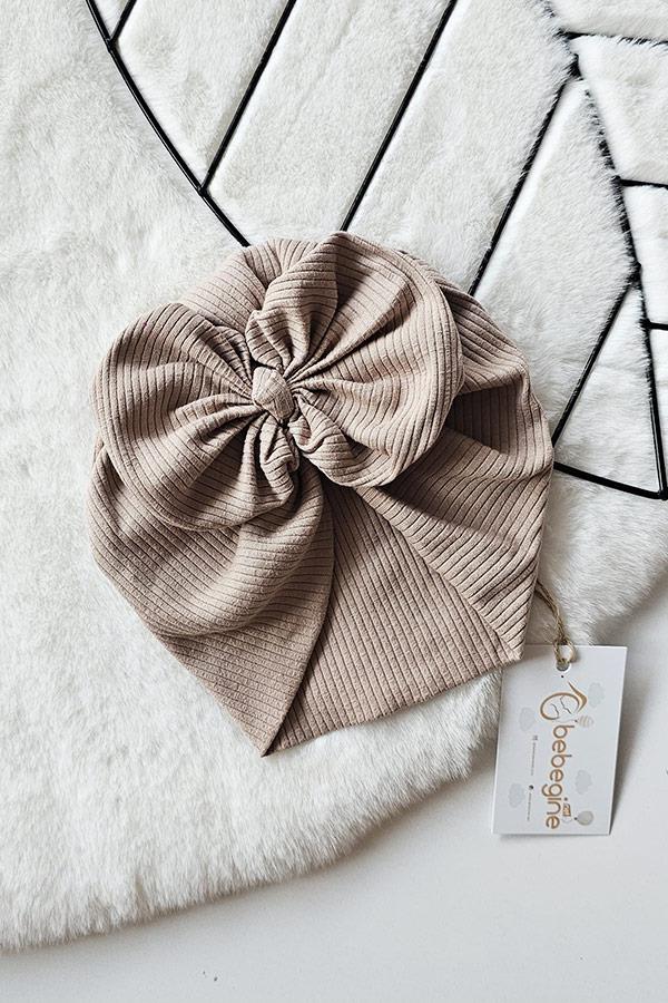 Bej Renkli Fitilli Düğüm Fiyonk Bone