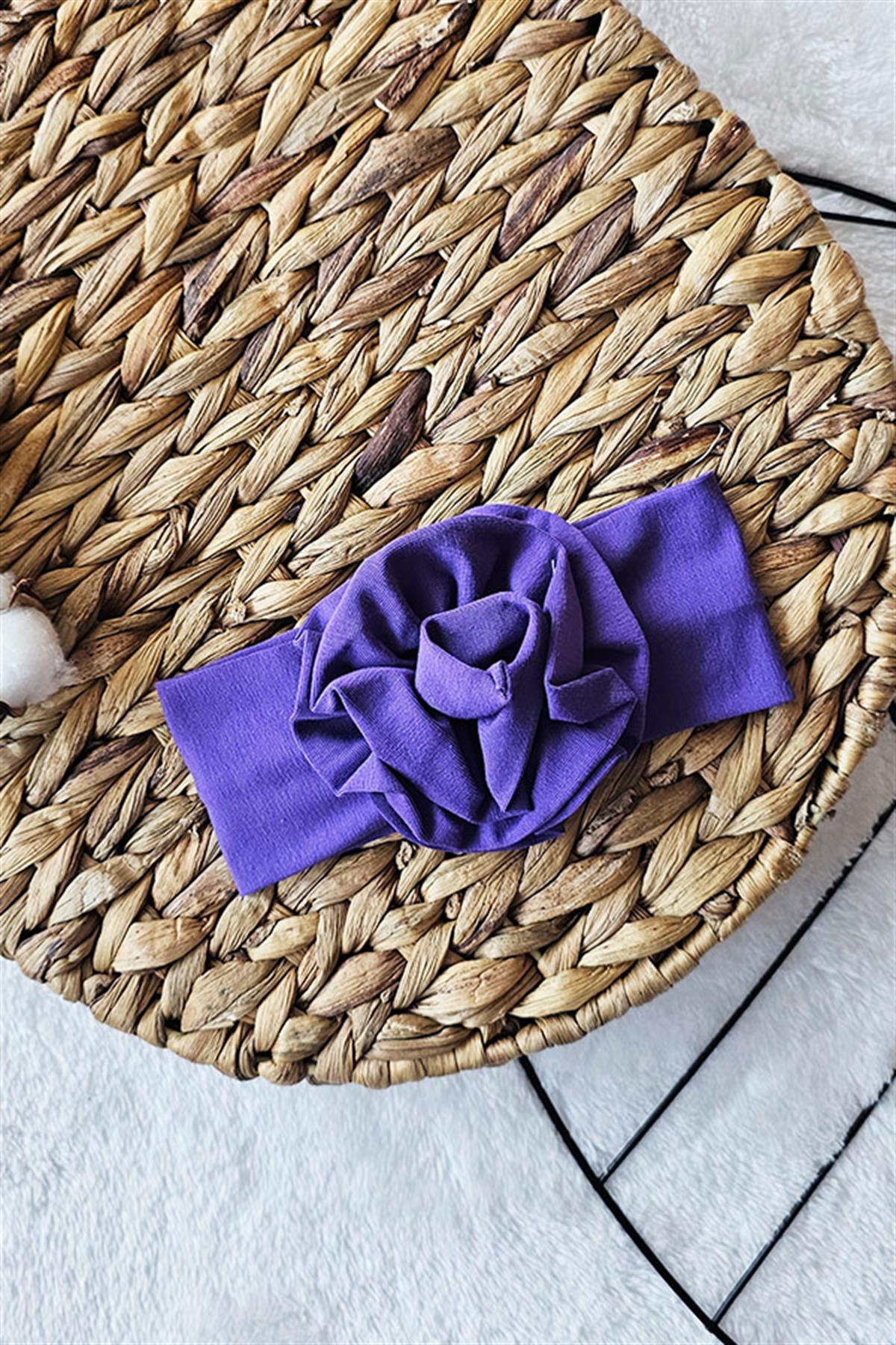 Canlı Mor Renkli Çiçek Bandana