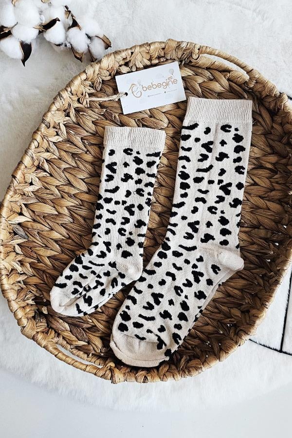 Leopar Desenli Anne ve Bebek Dizaltı Çorap Takımı