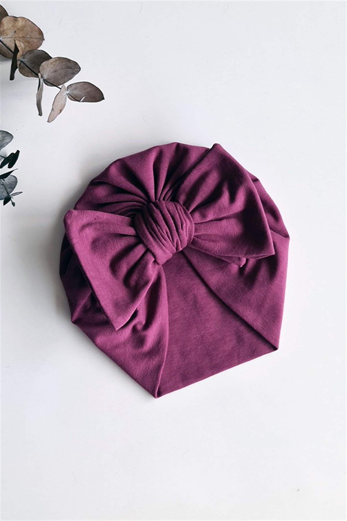 Menekşe Mor Renkli Kız Bebek Fiyonk Bone