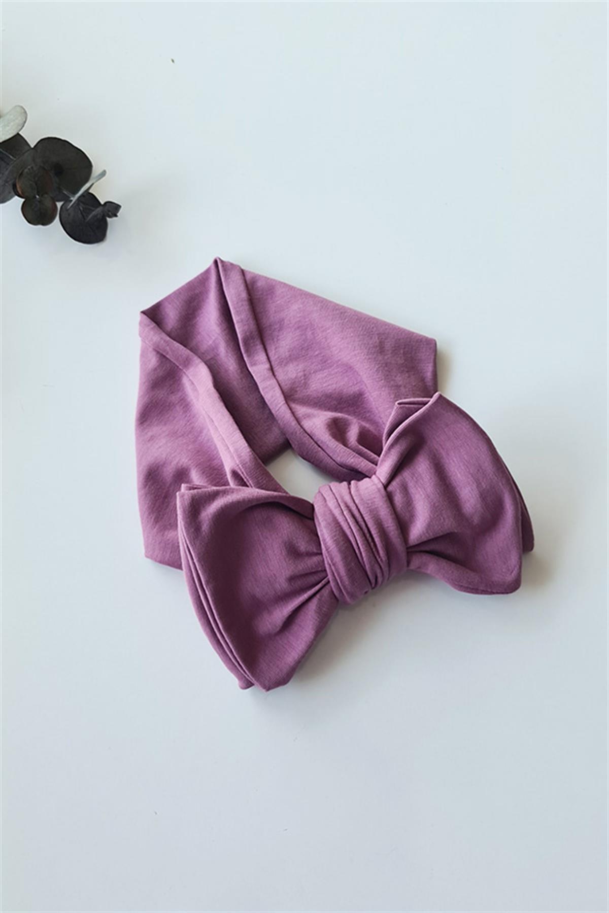Menekşe Mor Renkli XXL Fiyonk Penye Bandana