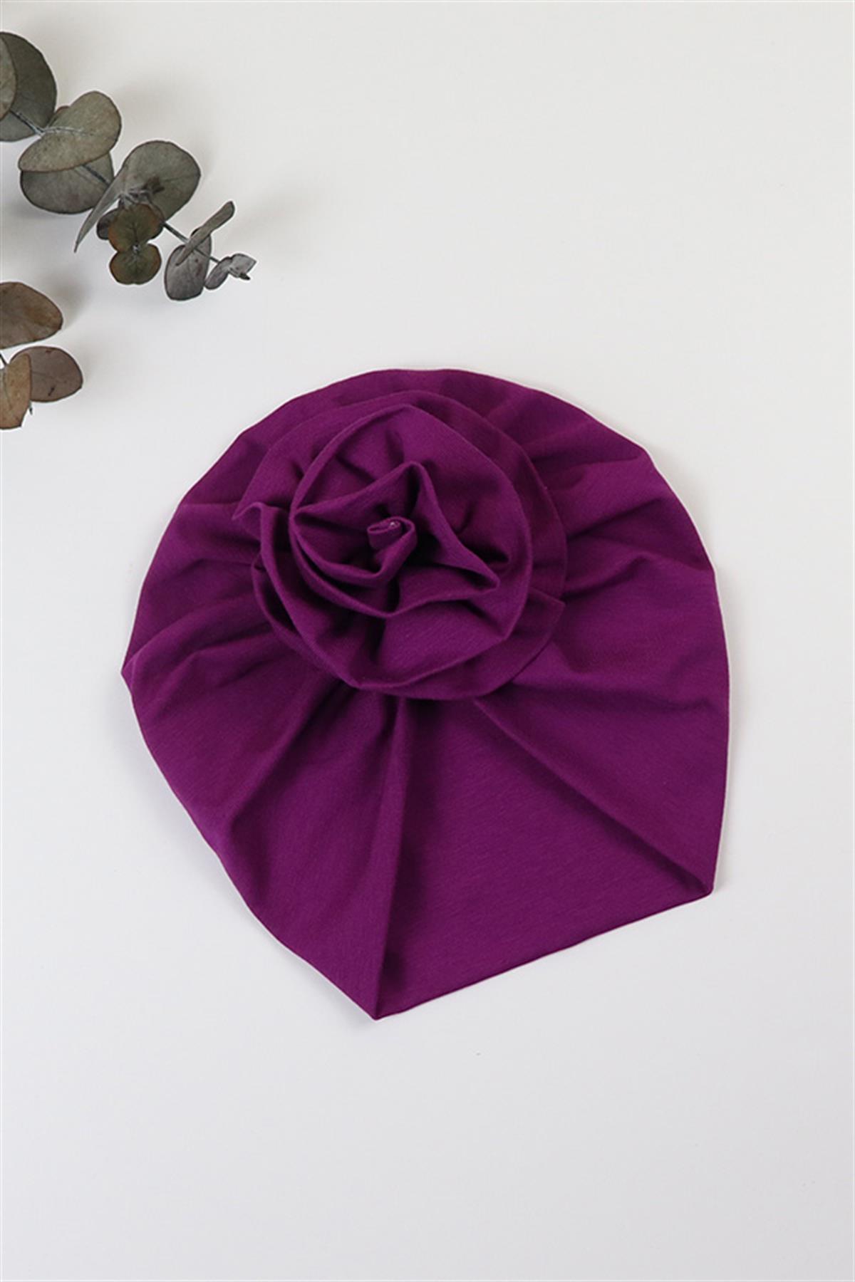 Mor Renkli Bebek Çiçek Bone