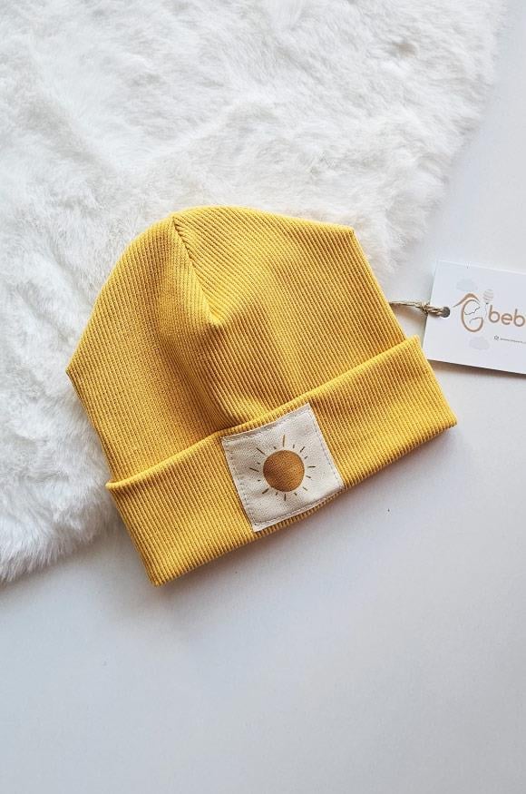 Sarı Renkli, %100 Pamuklu Bebek Ribana Bere