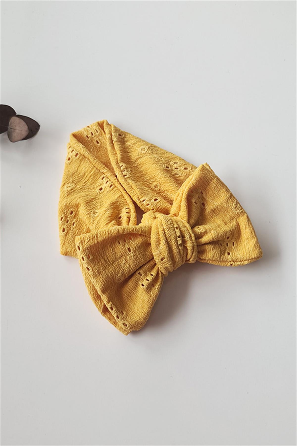 Sarı Renkli Fisto Bebek XXL Fiyonk Bandana