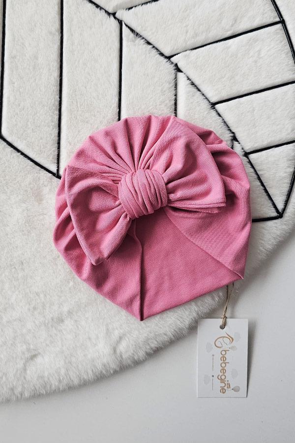 Şeker Pembe Renkli Bebek Fiyonk Bone