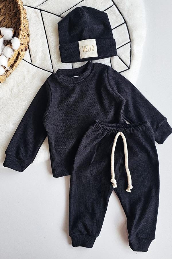 Siyah Renkli Bereli Ribana Alt Üst Takım