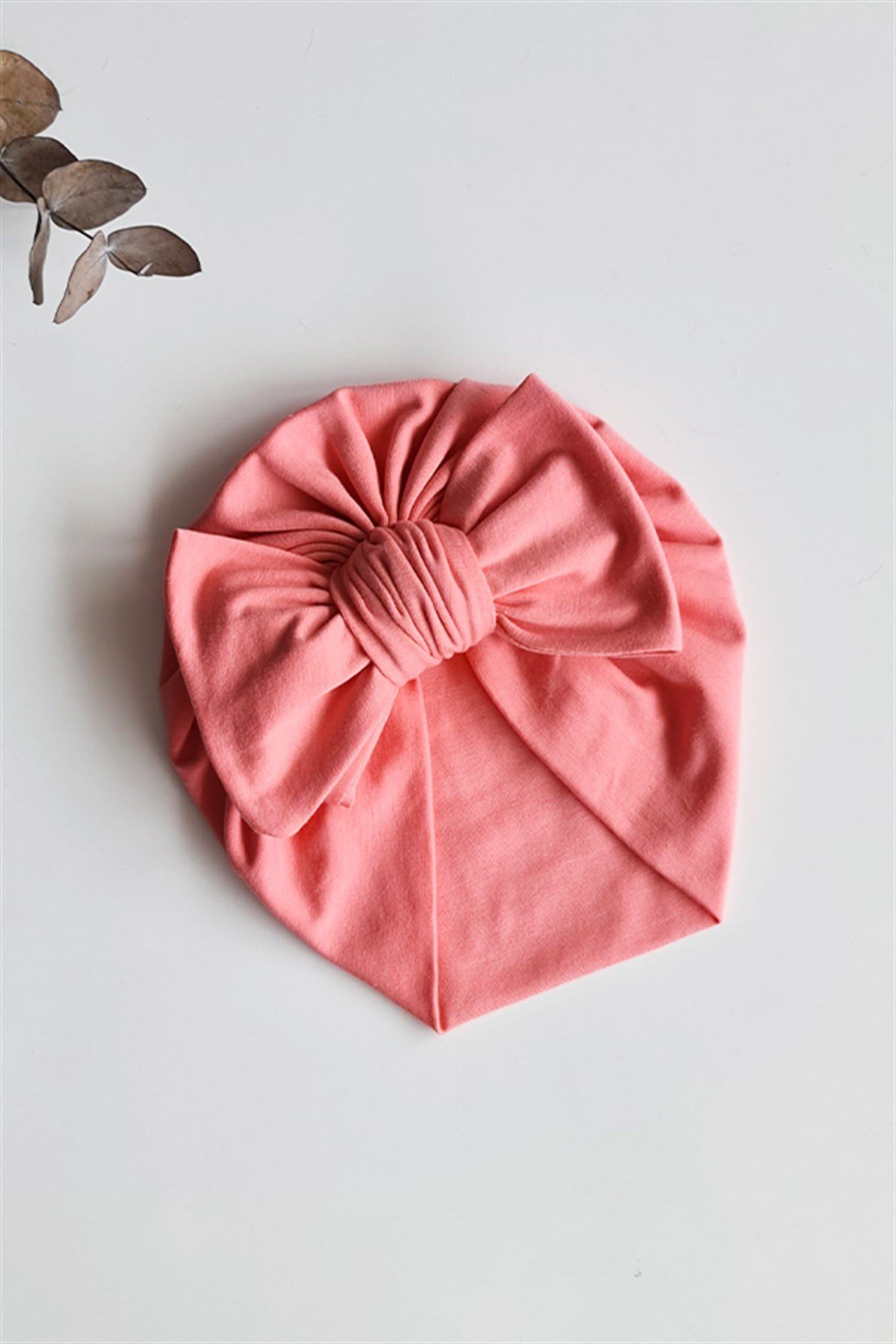 Tatlı Pembe Renkli Kız Bebek Fiyonk Bone