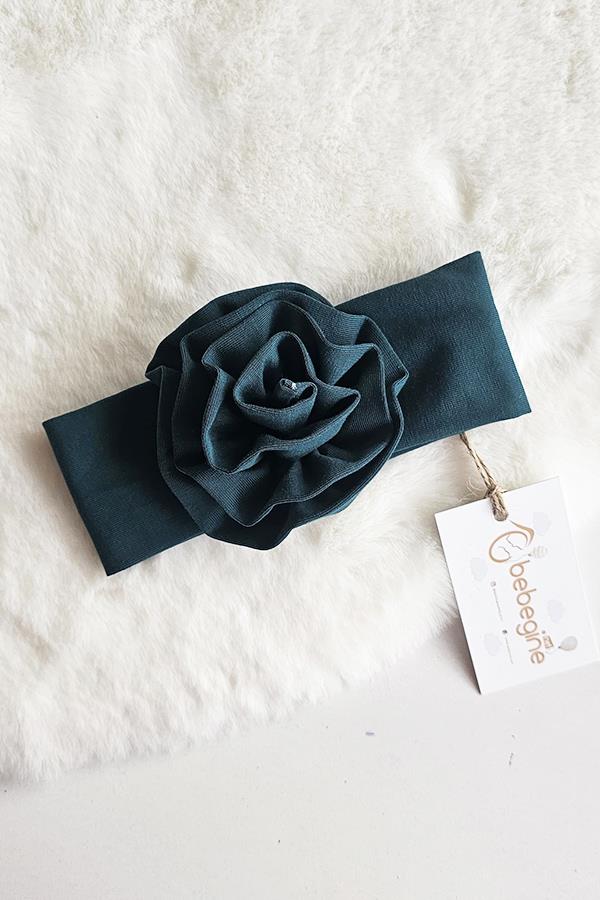 Zümrüt Yeşili Renkli Bebek Çiçek Bandana