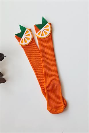 Portakal Figürlü Bebek Dizaltı Çorap